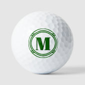 Modern Elegant Green and White Custom Monogram Golfball (Vorderseite)