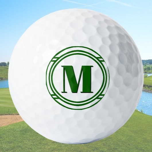 Modern Elegant Green and White Custom Monogram Golfball