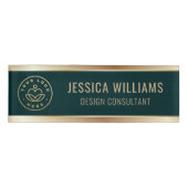 Modern Elegant Green Gold Business Logo Namenschild (Vorderseite)