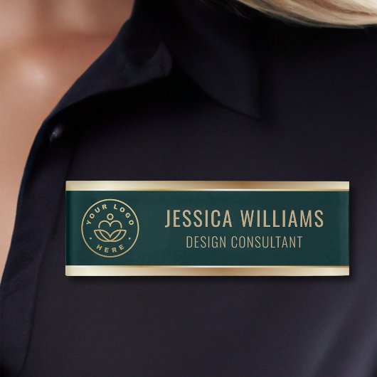 Modern Elegant Green Gold Business Logo Namenschild