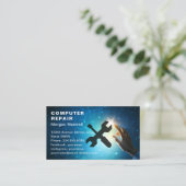 Modern Elegant Grey Blue Circuit Computer Repair Visitenkarte (Stehend Vorderseite)