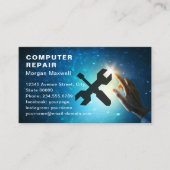 Modern Elegant Grey Blue Circuit Computer Repair Visitenkarte (Vorderseite)