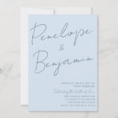 Modern Elegant Handwriting Soft Blue Wedding  Einladung (Vorderseite)