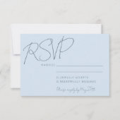 Modern Elegant Handwriting Soft Blue Wedding  RSVP Karte (Vorderseite)