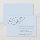 Modern Elegant Handwriting Soft Blue Wedding  RSVP Karte (Vorne/Hinten)