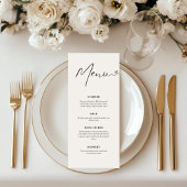 Modern Elegant Handwriting Wedding Dinner Menükarte
