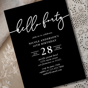 Modern Elegant Hello 40. Foto Geburtstag Einladung
