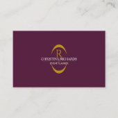 Modern Elegant in Burgundy und Gold Monogram Visitenkarte (Vorderseite)