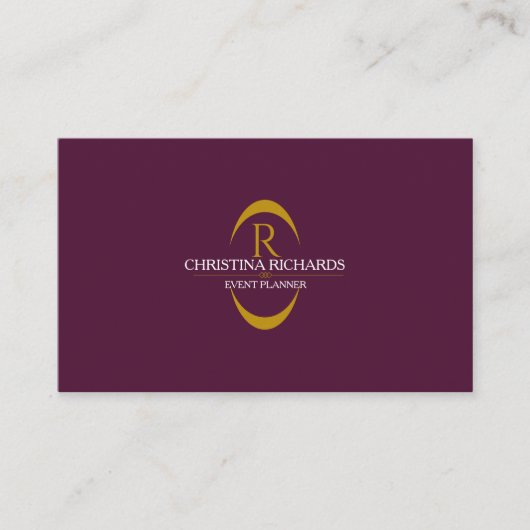 Modern Elegant in Burgundy und Gold Monogram Visitenkarte (Vorderseite)