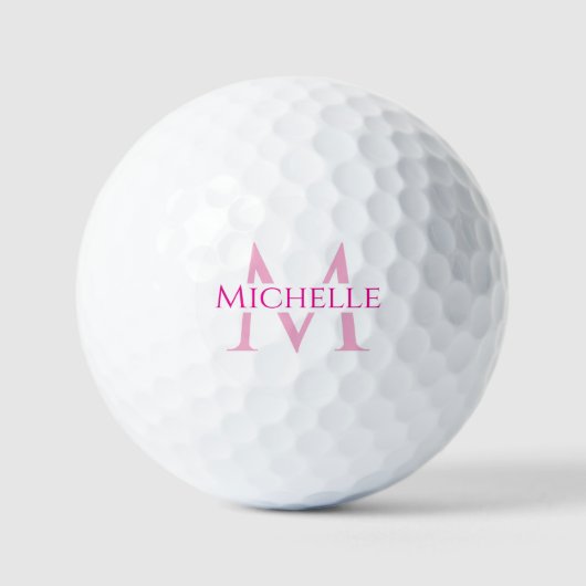 Modern Elegant Initial Name Template Pink Monogram Golfball (Vorderseite)