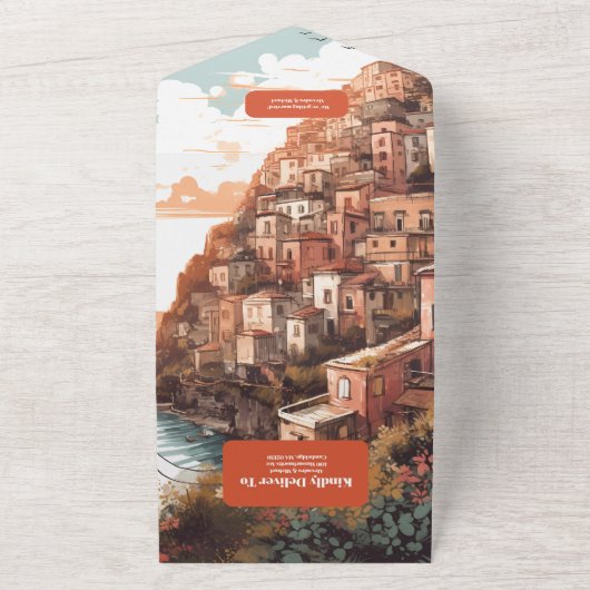 Modern Elegant Italy Destination Wedding All In One Einladung (Außenbereich)