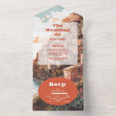 Modern Elegant Italy Destination Wedding All In One Einladung (Innen Boden)