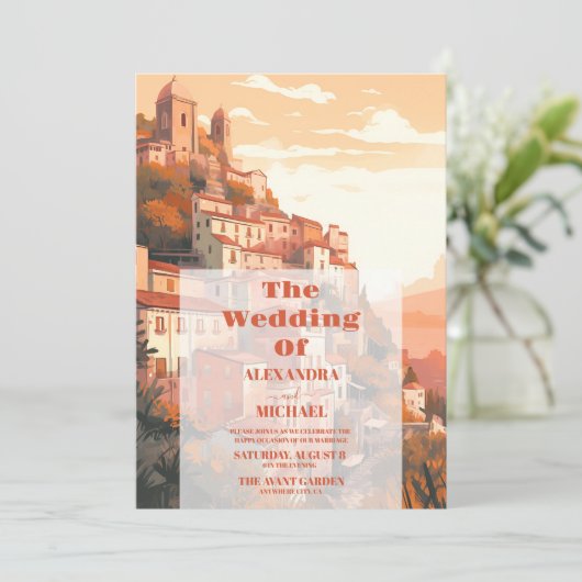 Modern Elegant Italy Destination Wedding Einladung (Stehend Vorderseite)