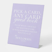 Modern Elegant Lavender Playing Card Guest Book Sockelschild (Vorderseite)