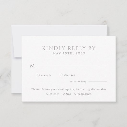Modern elegant leafy monogram wedding RSVP karte (Vorderseite)