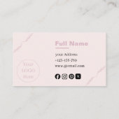 Modern Elegant leaves Blush Pink Visitenkarte (Rückseite)