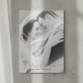 Modern Elegant Love and Thanks Photo Wedding Dankeskarte