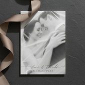 Modern Elegant Love and Thanks Photo Wedding Dankeskarte