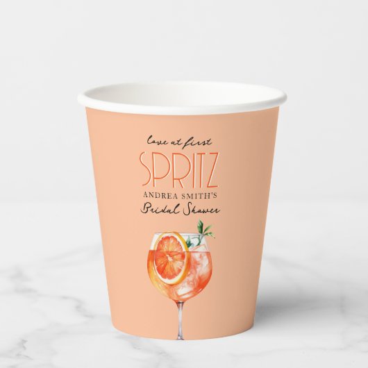 Modern Elegant Love at First Spritz Bridal Shower Pappbecher (Vorderseite)