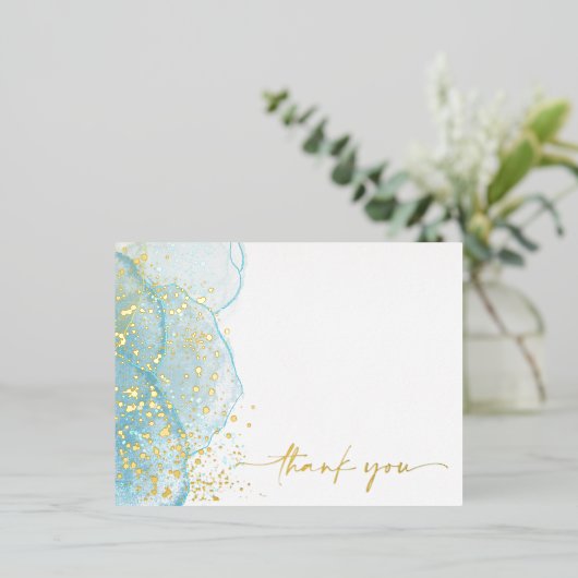 Modern & elegant Marmorfolien Dank Karte (Stehend vorne)