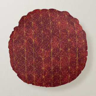 Modern,Elegant ,Maroon Gold Pattern  Rundes Kissen