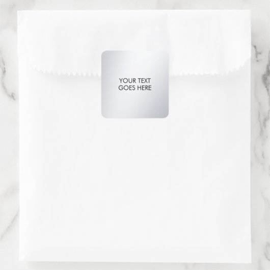 Modern Elegant Metallic Silver Your Custom Text Quadratischer Aufkleber (Tasche)