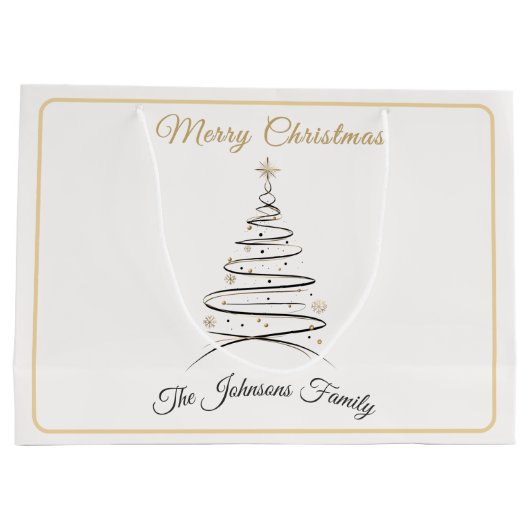 Modern Elegant Minimal Christmas Tree  Große Geschenktüte (Rückseite)