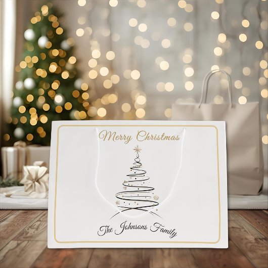 Modern Elegant Minimal Christmas Tree  Große Geschenktüte