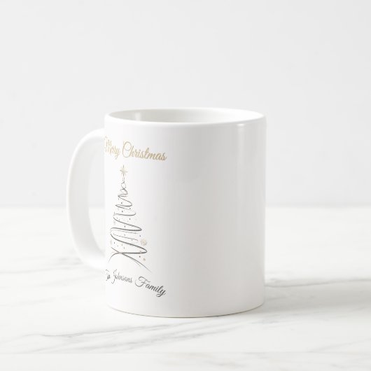 Modern Elegant Minimal Christmas Tree Mug Kaffeetasse (Vorderseite Links)