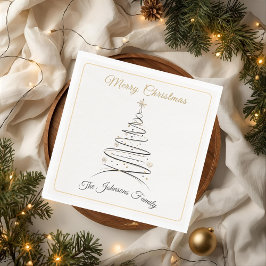 Modern Elegant Minimal Christmas Tree Napkin Serviette