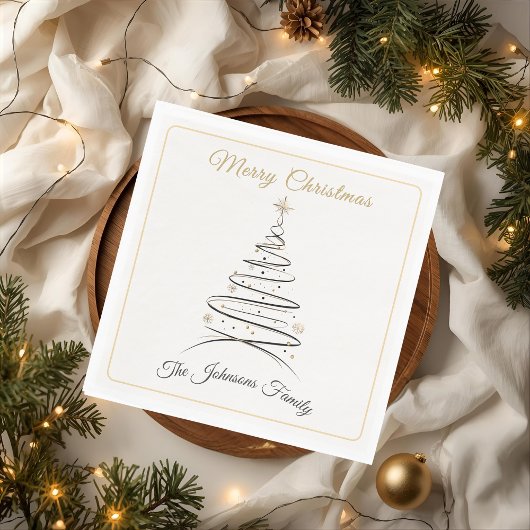 Modern Elegant Minimal Christmas Tree Napkin Serviette