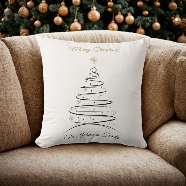Modern Elegant Minimal Christmas Tree Pillow Kissen (Von Creator hochgeladen)