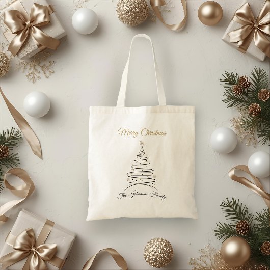 Modern Elegant Minimal Christmas Tree Tote Bag Tragetasche