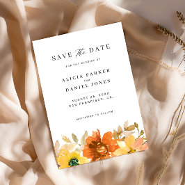 Modern elegant minimal floral wedding save the date