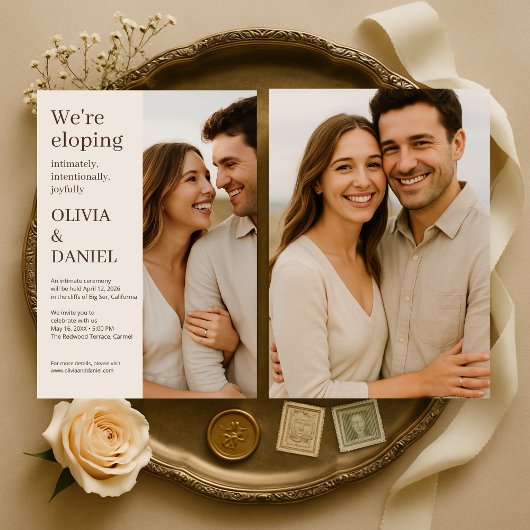 Modern Elegant Minimal Photo Elopement Einladung