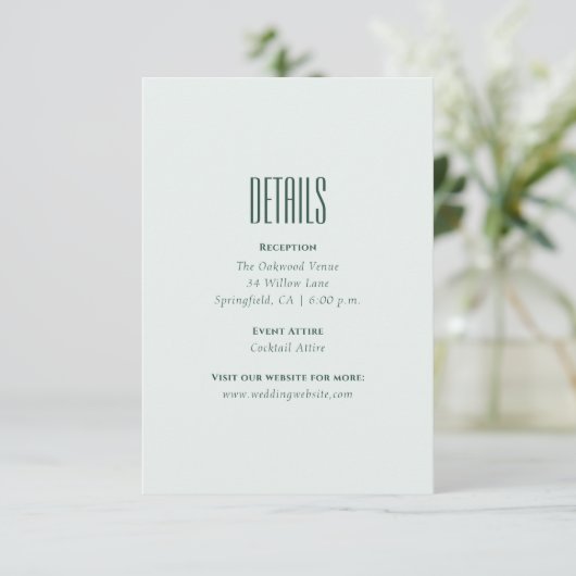 Modern Elegant Minimal QR Code Wedding Details Enc Begleitkarte (Stehend Vorderseite)