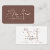 Modern Elegant Minimal Script Monogram Terracotta  Visitenkarte (Vorne/Hinten)