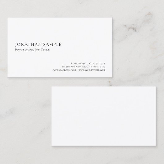 Modern Elegant Minimalist Create Your Own Visitenkarte (Vorne/Hinten)