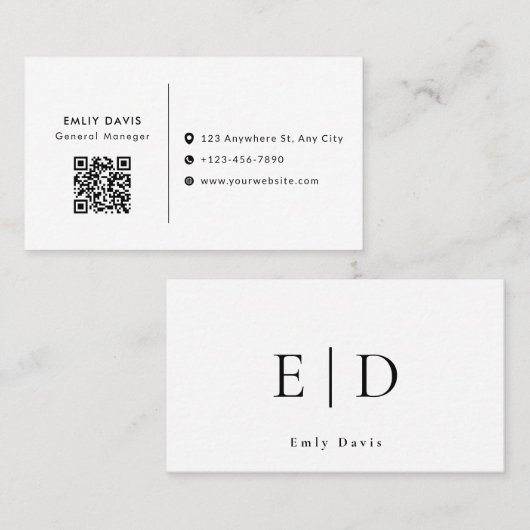 Modern Elegant Minimalist QR Code Business Card Visitenkarte (Vorne/Hinten)