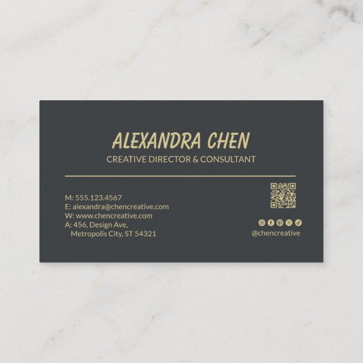 Modern Elegant Minimalist QR Code Visitenkarte (Rückseite)