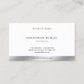 Modern Elegant Minimalist Template Silver & White Visitenkarte (Rückseite)