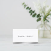 Modern Elegant Minimalist Template Silver & White Visitenkarte (Stehend Vorderseite)