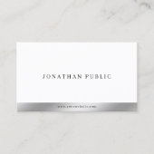 Modern Elegant Minimalist Template Silver & White Visitenkarte (Vorderseite)
