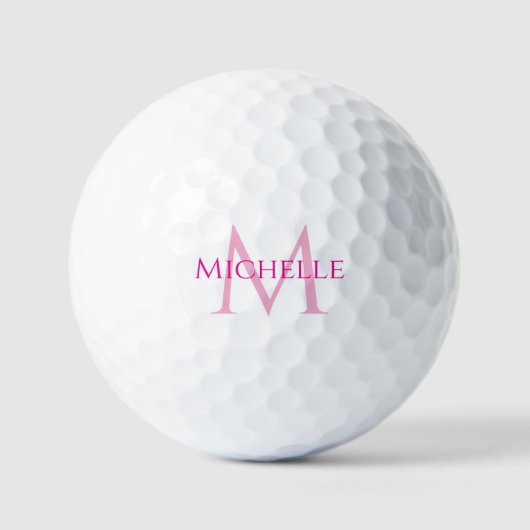 Modern Elegant Monogram Initial Name Template Pink Golfball (Vorderseite)