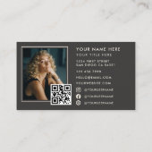Modern Elegant Monogram Luxury Photo QR Code Visitenkarte (Rückseite)