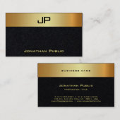 Modern Elegant Monogram Luxury Premium Black Visitenkarte (Vorne/Hinten)