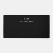 Modern Elegant Monogram Minimalist Black & White Schreibtischunterlage (Vorderseite)