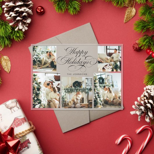 Modern Elegant Multi Photo Collage Christmas Card Acryleinladungen (Insitu (Feiertag))
