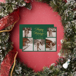 Modern Elegant Multi Photo Collage Christmas Folien Feiertagskarte