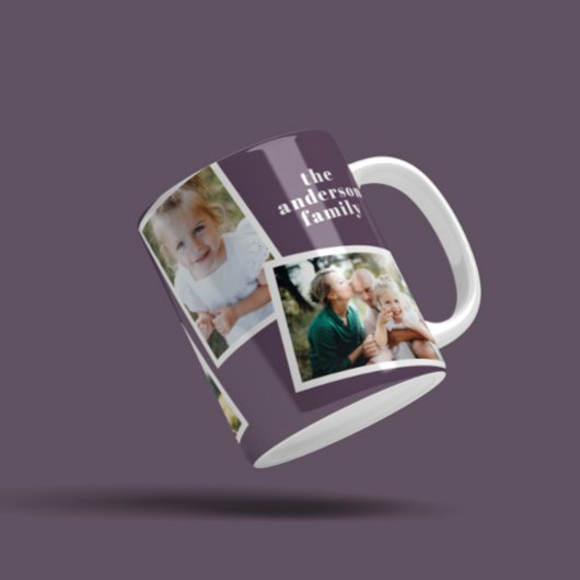 Modern elegant multi photo family purple gif kaffeetasse